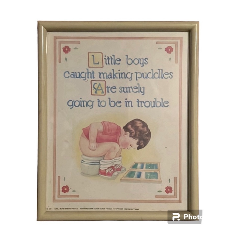 Bath wall decor 1980’s framed